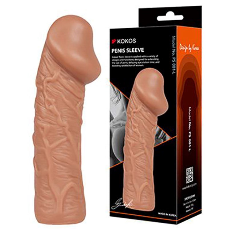 Kokos Mens Penis Extension Sleeve 1 Large Flesh with TPE Construction - - Penis Sleeves and Extenders