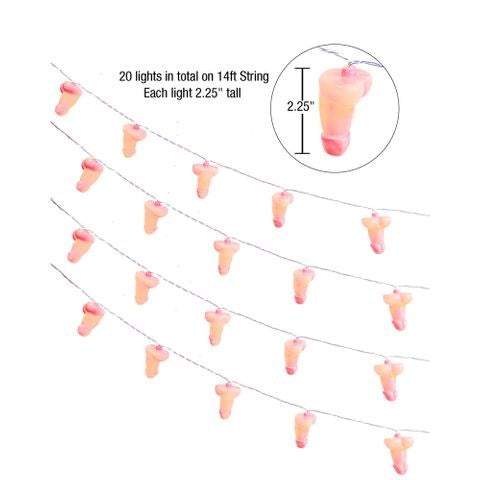 Little Genie Glitterati Novelty Penis Party String Light 20 LED - - Party Gifts and Novelties