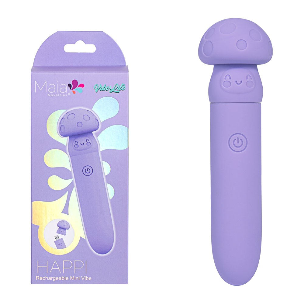 Maia Toys Maia HAPPI Rechargeable 10 Function Bullet Vibrator Purple USB Charging - - Bullet Vibrators