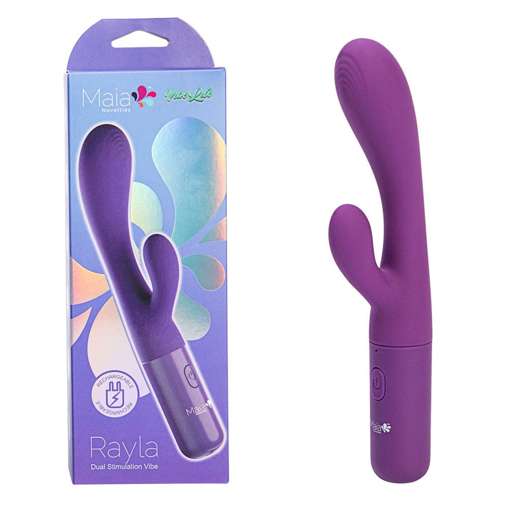 Maia Toys Maia RAYLA USB Rechargeable Rabbit Vibrator Purple Dual Motors - - Rabbit Vibrators
