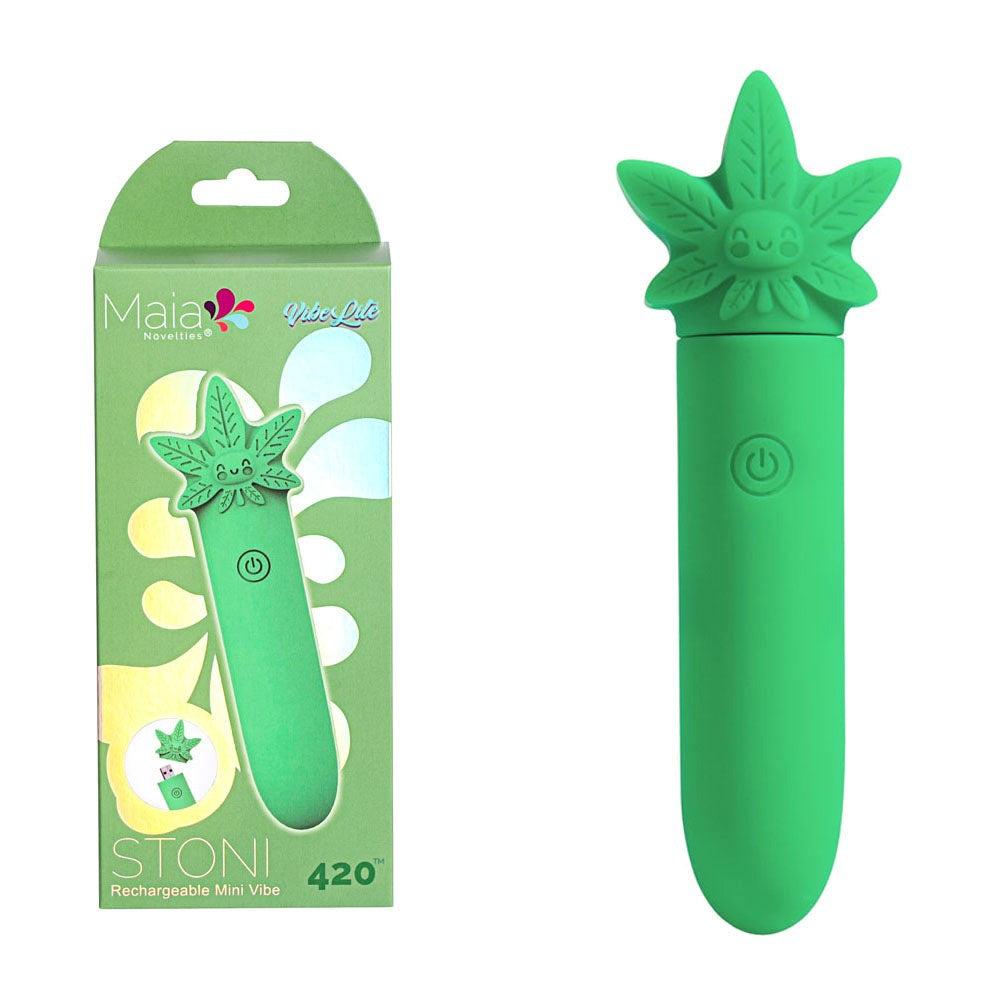 Maia Toys Maia STONI 420 Rechargeable Mini Bullet Vibrator Green USB Charging - - Bullet Vibrators