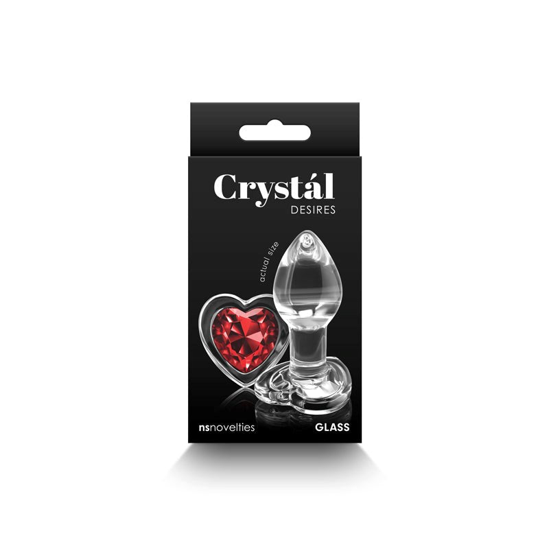NS Novelties Crystal Desires Small Butt Plug With Red Heart Gem Base Glass - - Butt Plugs