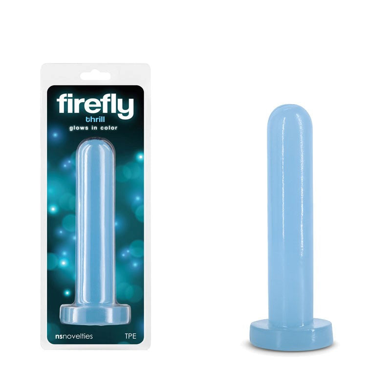 NS Novelties Firefly Thrill Glow In Dark Small Dildo Blue Suction Cup Base - - Non-Realistic Dildos