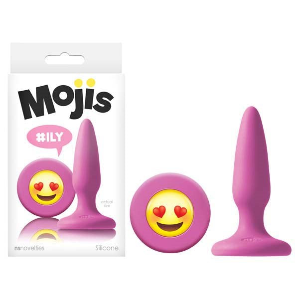NS Novelties Mojis ILY Mini Butt Plug With Emoji Base Pink Premium Silicone - - Butt Plugs