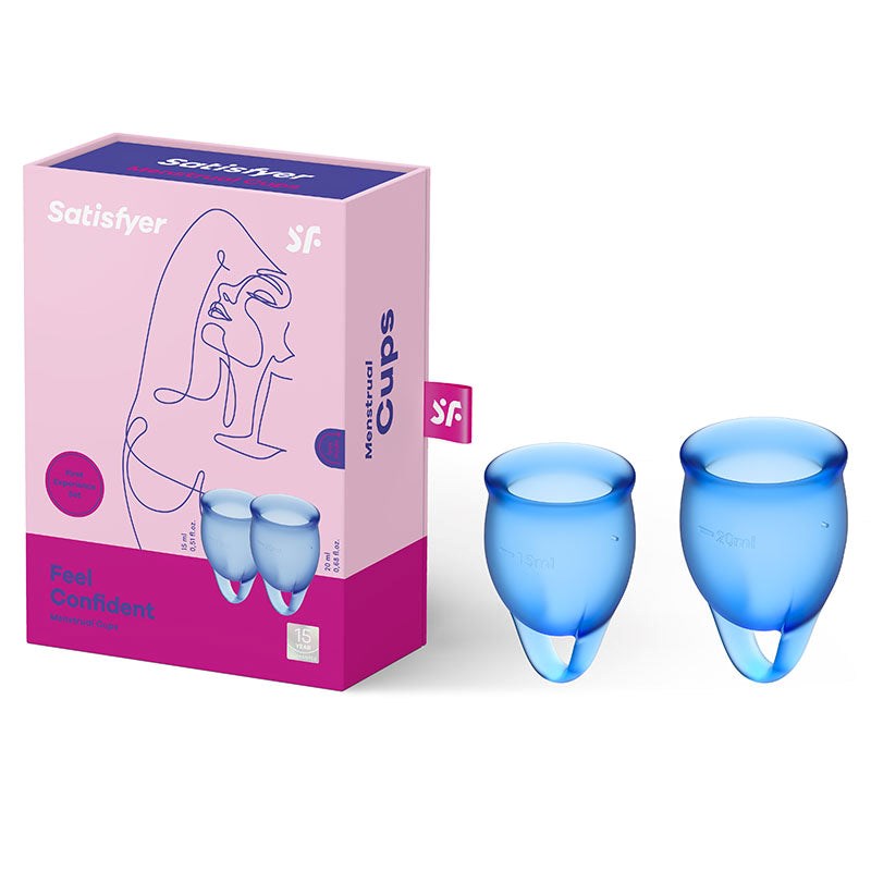 Satisfyer Feel Confident Silicone Menstrual Cups Set of 2 Dark Blue - - Menstrual Cups