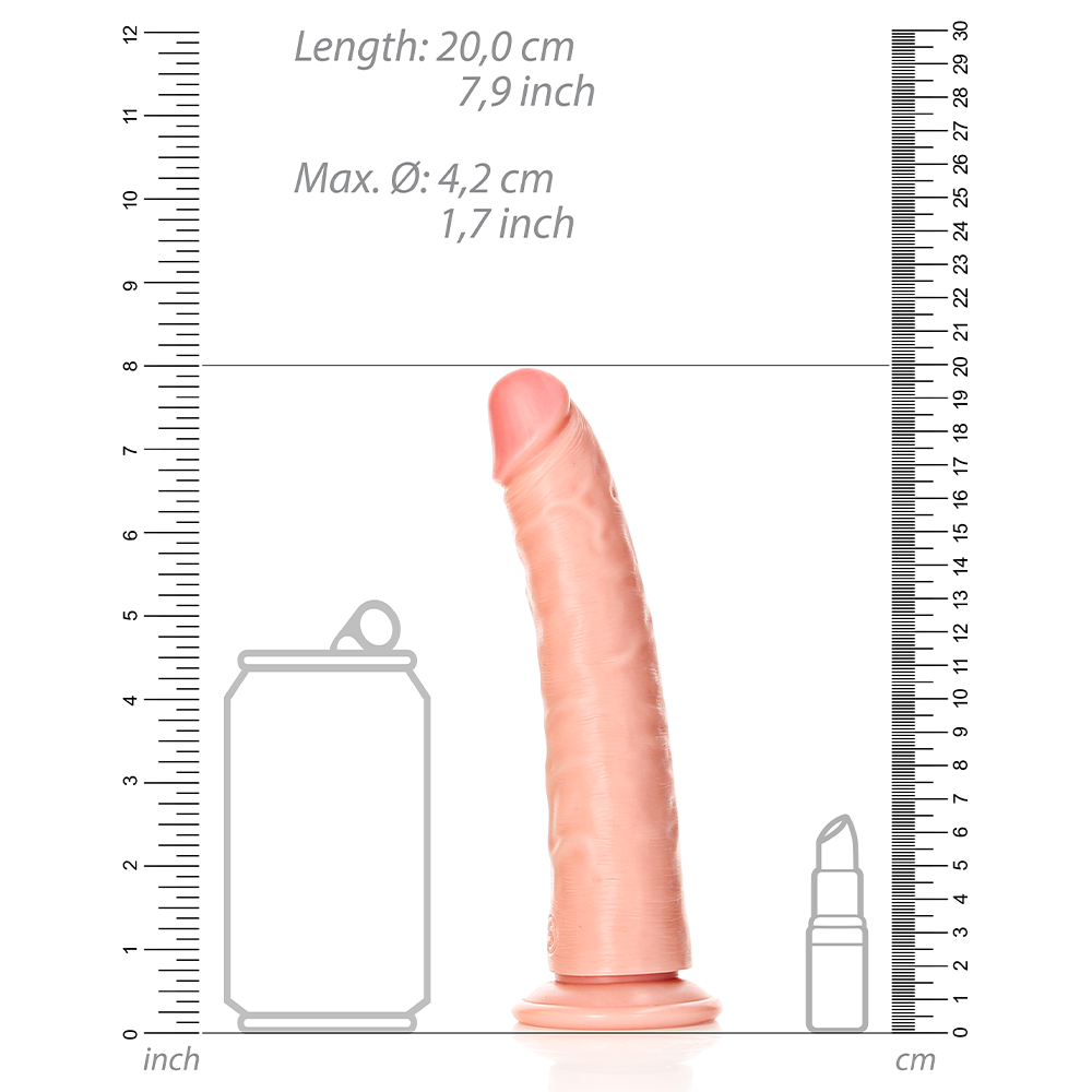 Shots Toys REALROCK Realistic Slim Dildo With Suction Cup 18cm Tan - - Realistic Dildos