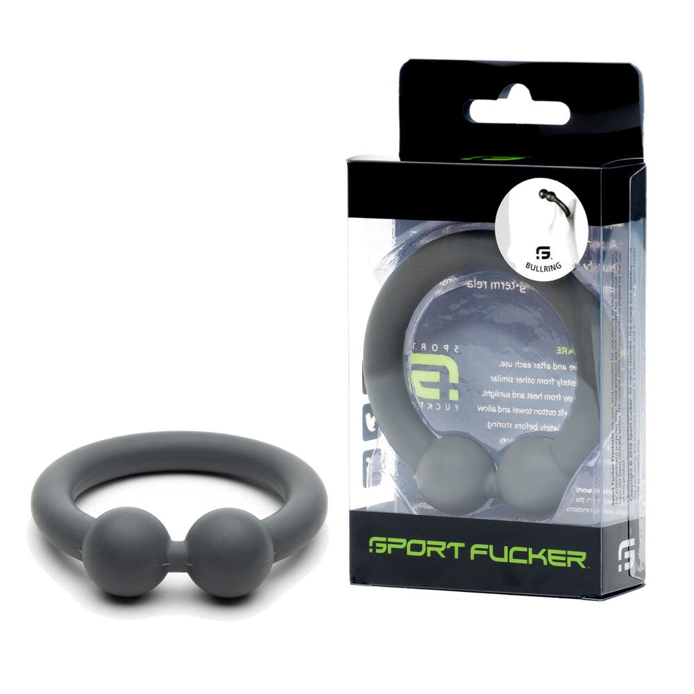 Sport Fucker Bullring Stretchy Cock Ring Grey Extra Firm Silicone Design - - Stretchy Cock Rings