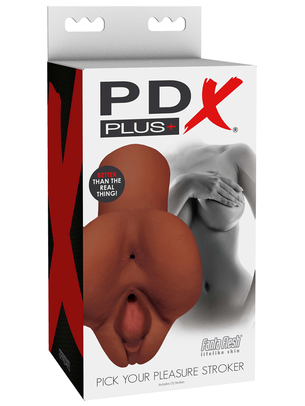 Pipedream Products PDX Brands Pick Your Pleasure Mens Stroker Brown Dual Entry - - Masturbators and Strokers