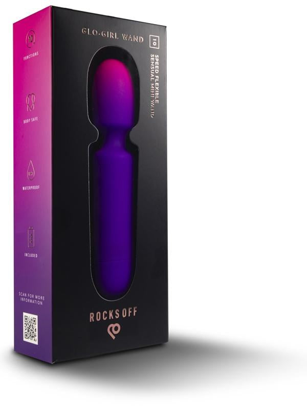 Rocks Off 10 Functions Glo Girl Body Wand Vibrator with Flexible Head - - Body Wands