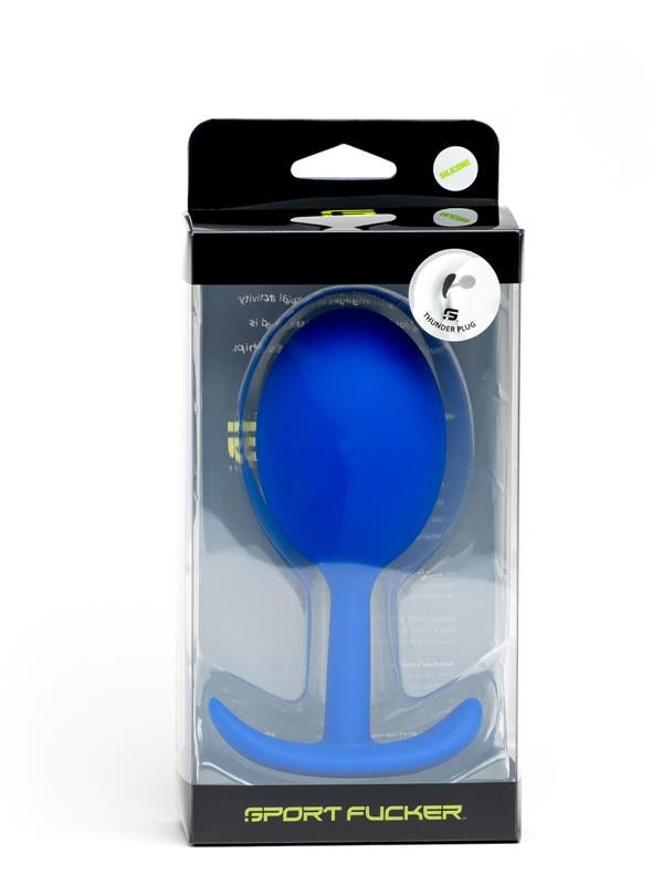Sport Fucker Thunder Butt Plug Large Blue with Internal Tapping Chamber - - Butt Plugs