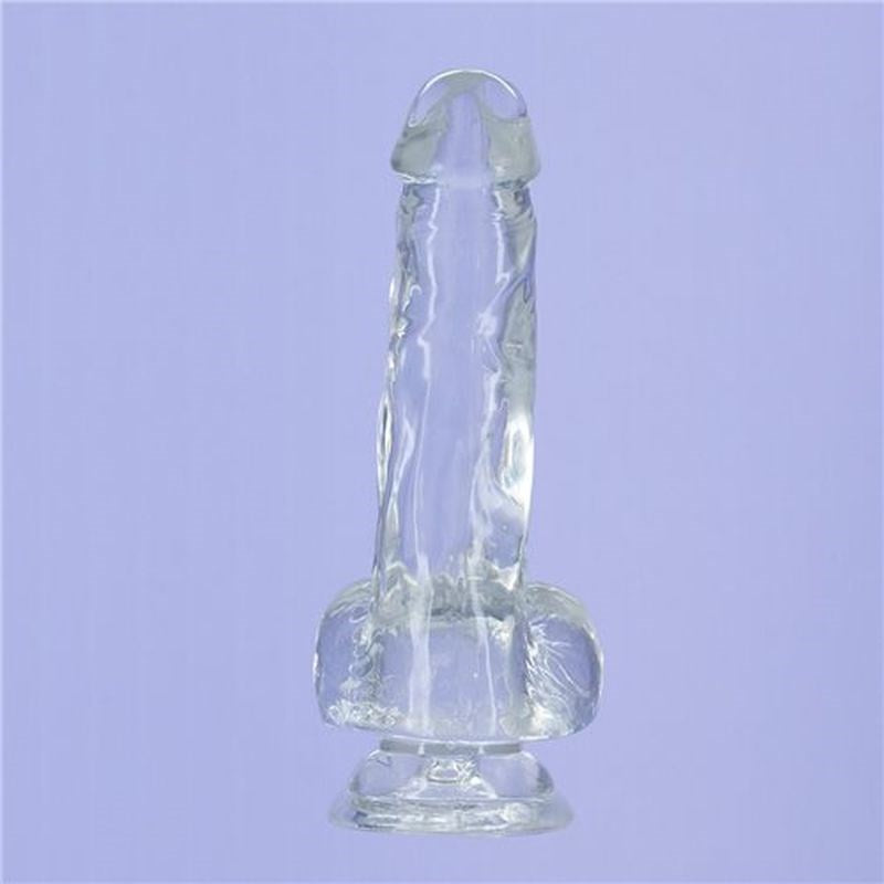 BMS Factory Addiction Crystal Realistic Dildo with Balls Clear Suction Cup - - Realistic Dildos