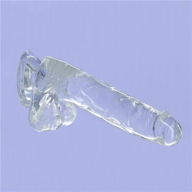 BMS Factory Addiction Crystal Realistic Dildo with Balls Clear Suction Cup - - Realistic Dildos