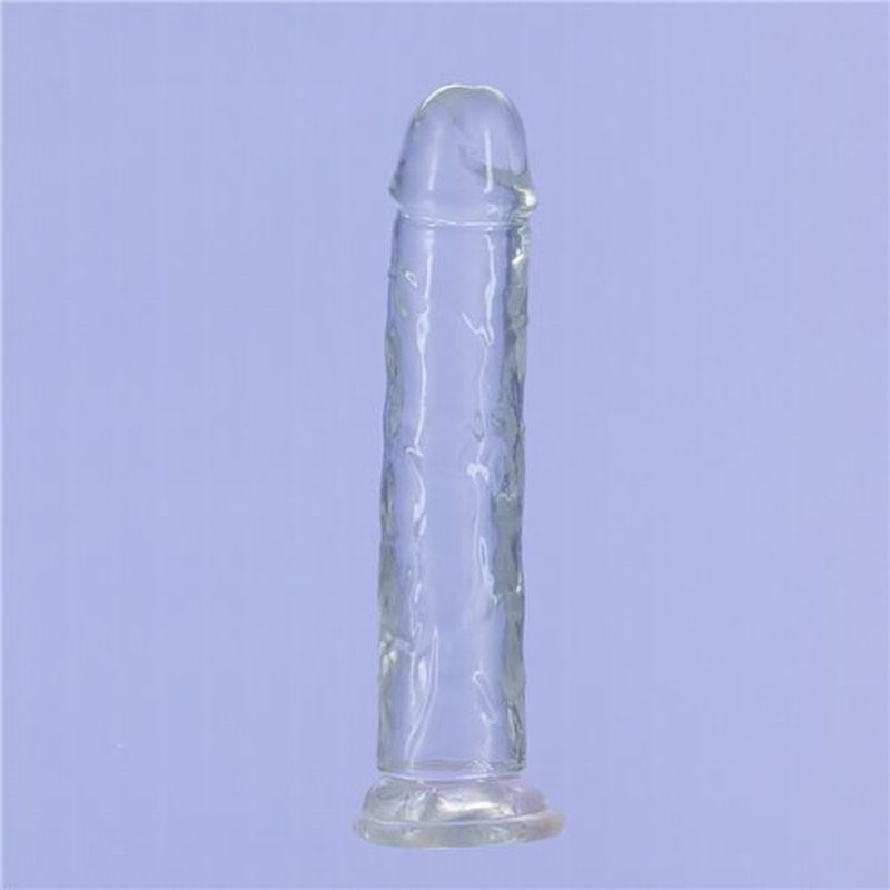 BMS Factory Addiction Crystal Realistic Dong Straight Clear with Suction Base - - Realistic Dildos