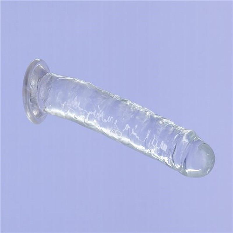 BMS Factory Addiction Crystal Realistic Dong Straight Clear with Suction Base - - Realistic Dildos