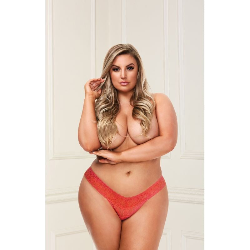 Baci Lingerie Low Rise Sexy Womens Lace Thong Orange Elegant Intimacy - - G-Strings, Panties and Shorts