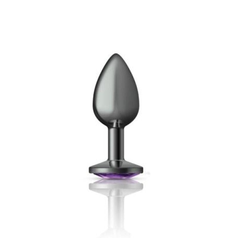 Viben Cheeky Charms Gunmetal Round Butt Plug With Purple Jewel Premium Metal - - Butt Plugs