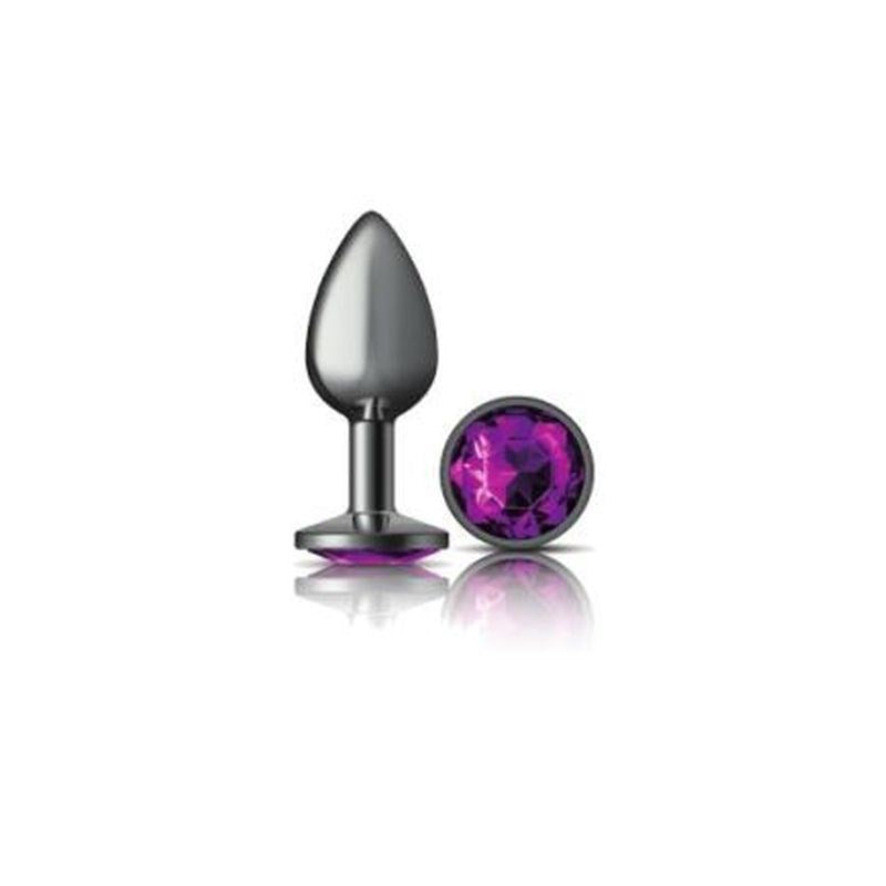 Viben Cheeky Charms Gunmetal Round Butt Plug With Purple Jewel Premium Metal - - Butt Plugs