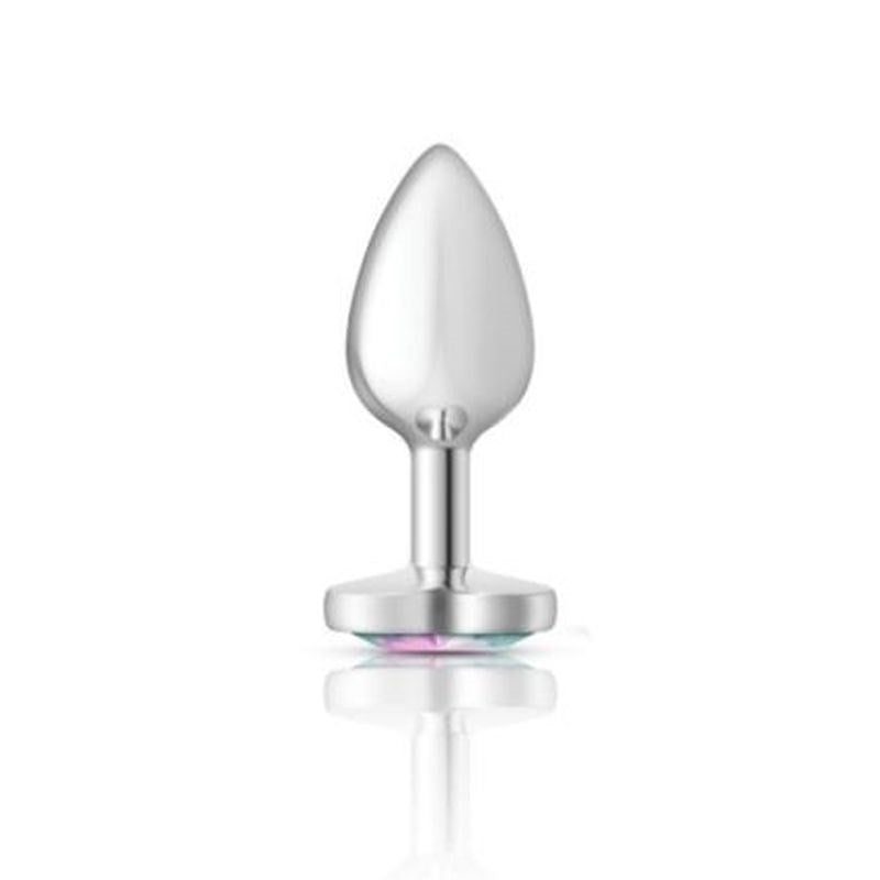 Viben Cheeky Charms Silver Metal Anal Plug With Heart Clear Jewel Premium Aluminum - - Butt Plugs
