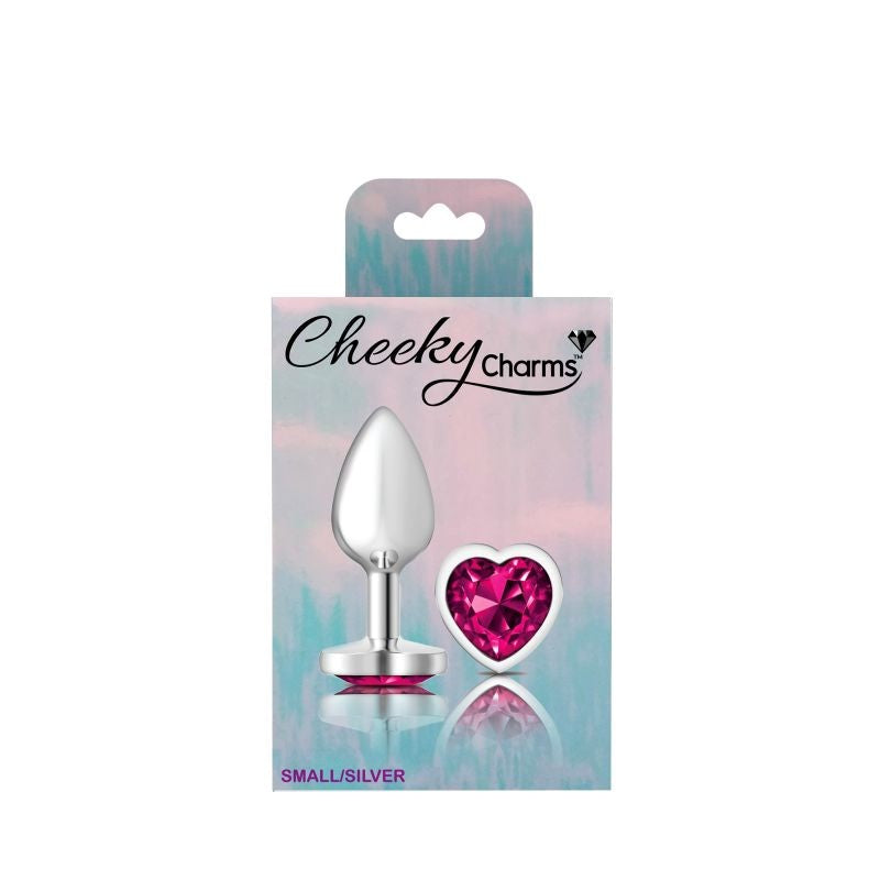 Viben Cheeky Charms Silver Metal Butt Plug With Heart Pink Jewel Premium Metal - - Butt Plugs