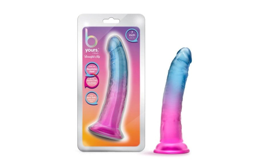 Blush Novelties B Yours Beautiful Sky Realistic Dildo 7 Inch Sunset Suction Cup - - Realistic Dildos