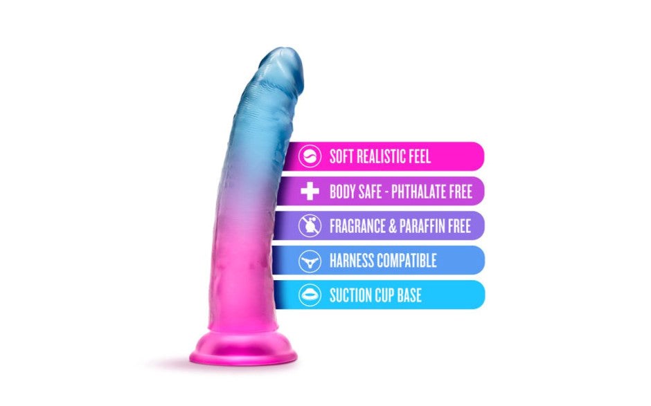 Blush Novelties B Yours Beautiful Sky Realistic Dildo 7 Inch Sunset Suction Cup - - Realistic Dildos