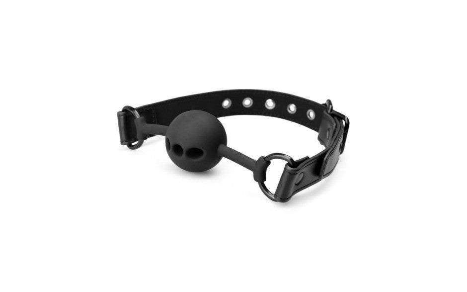 Bedroom Fantasies Breathable Silicone Ball Gag Black Beginner BDSM Gag - - Bondage Gags and Bits