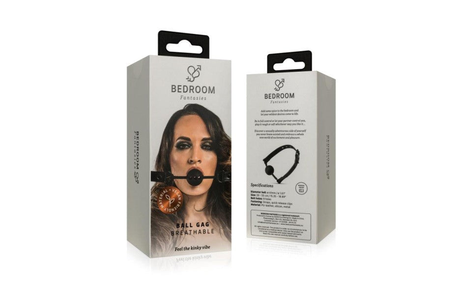 Bedroom Fantasies Breathable Silicone Ball Gag Black Beginner BDSM Gag - - Bondage Gags and Bits