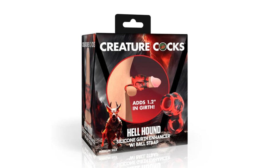 XR Brands Creature Cocks Hell Hound Silicone Penis Sleeve and Ball Stretcher - - Penis Sleeves and Extenders