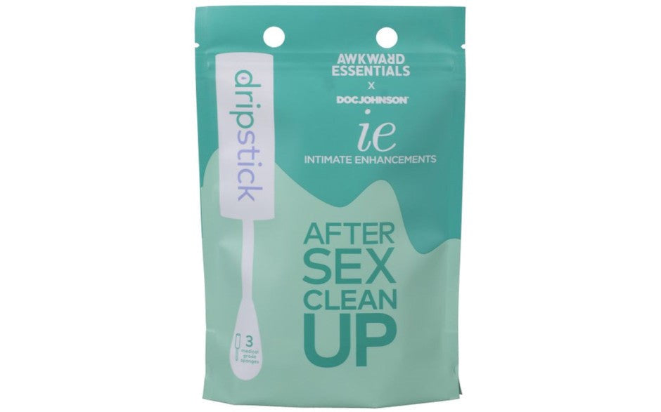 Doc Johnson Awkward Essentials Dripsticks Sponge 3 Piece Post Sex Cleanup - - Condoms
