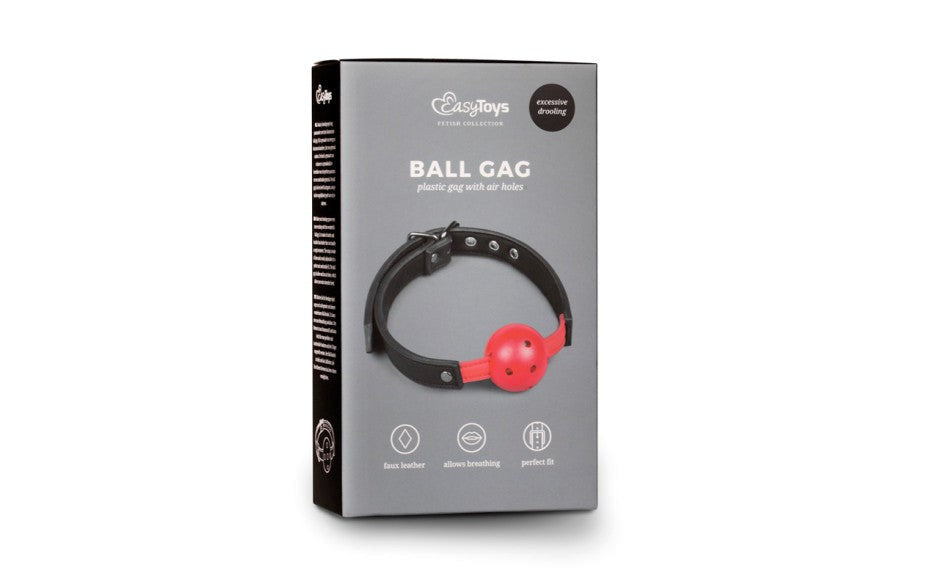Fetish Collection BDSM Play Ball Gag With PVC Ball Red CE Certified - - Bondage Gags and Bits