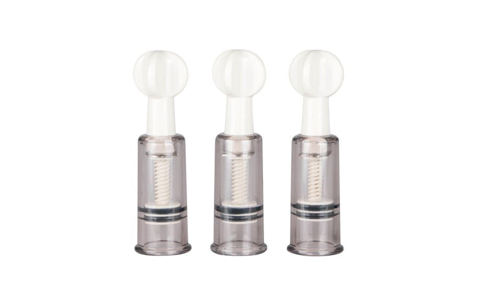 Fetish Collection Nipple and Clit Suckers 3 Piece with Suction Control - - Nipple and Clit Clamps