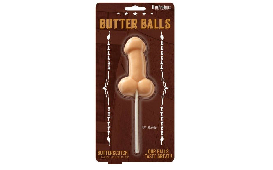 Hott Products Butterballs Butterscotch Pecker Shaped Lollypop - - Party Gifts and Novelties