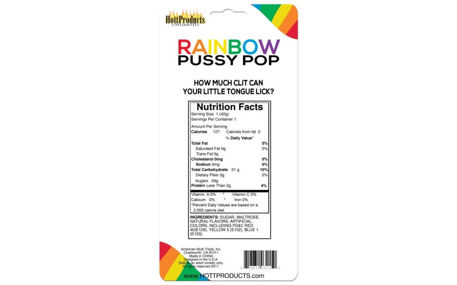 Hott Products Rainbow Pussy Shaped Lollipop Multi Flavored Adult Party Treat - - Party Gifts and Novelties