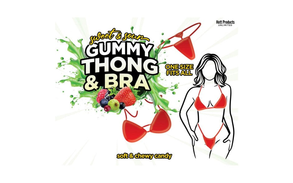 Hott Products Sweet and Sour Gummy Edible Thong & Bra Edible Lingerie Set - - Party Gifts and Novelties