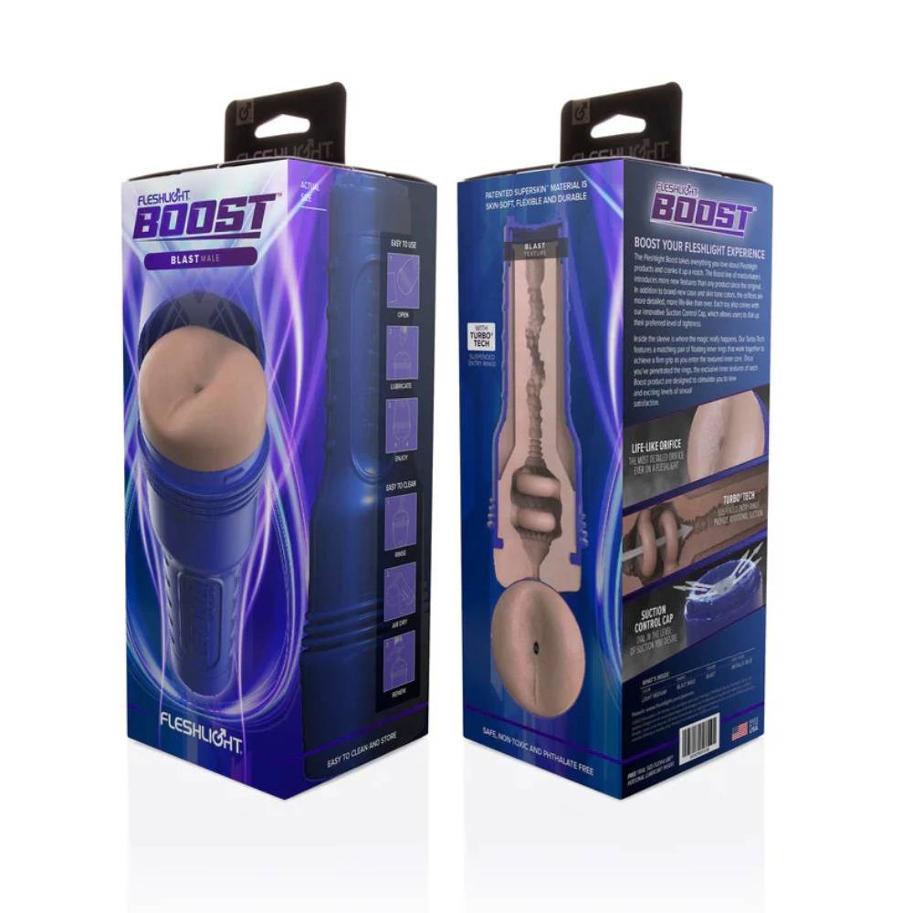 Fleshlight Boost Blast Male Pleasure Stroker Medium with Suction Control - - Fleshlight Male Masturbators