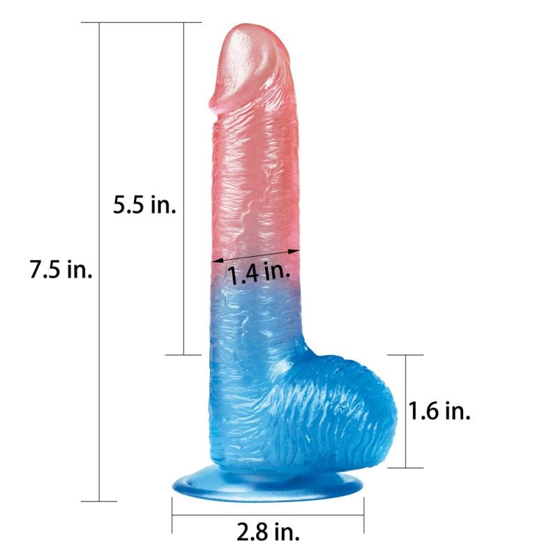 Lovetoy Dazzle Studs Suction Cup Realistic Dildo Pink/Blue Veined Shaft - - Realistic Dildos