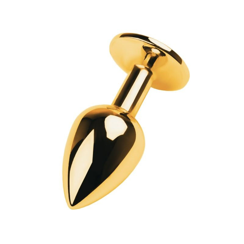 ToyFa Metal Gold Metal Anal Plug With Black Tourmaline Gem Small - - Butt Plugs