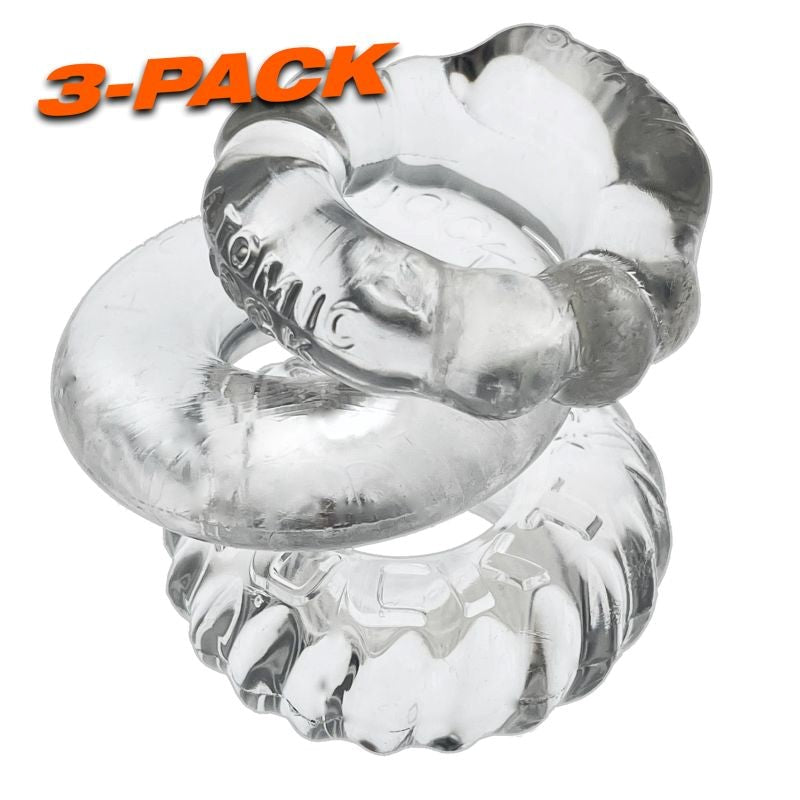 OxBalls Bonemaker 3 Piece Stretchy Mens Cock Ring Set for Enhanced Erection - - Stretchy Cock Rings