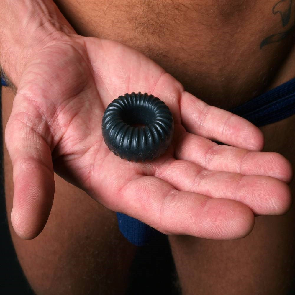 Perfect Fit Ribbed Stretchy Cock Ring with Enhanced Texture Design - - Stretchy Cock Rings