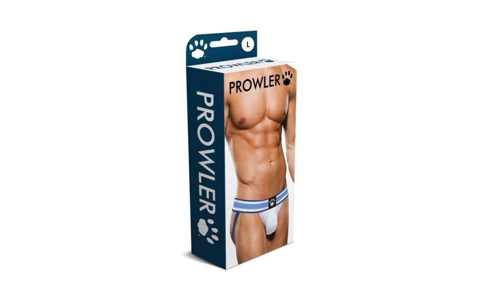 Prowler Sexy Mens Jock Strap White/Blue Premium Support Underwear - - Jocks and G-Strings