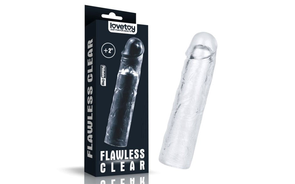 Lovetoy Clear Penis Extender Sleeve Plus 2 Inch for Enhanced Penetration - - Penis Sleeves and Extenders