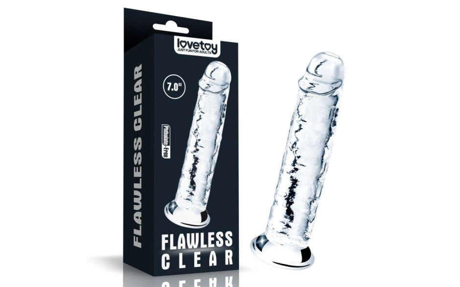 Lovetoy Super Realistic Clear Dildo 7 Inch with Suction Cup Base - - Realistic Dildos