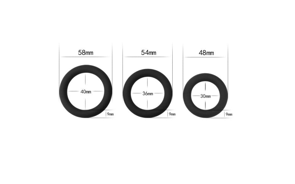 Lovetoy Thick Stretchy Silicone Cock Rings Set 3 Piece Enhanced Erection - - Cock Ring Sets