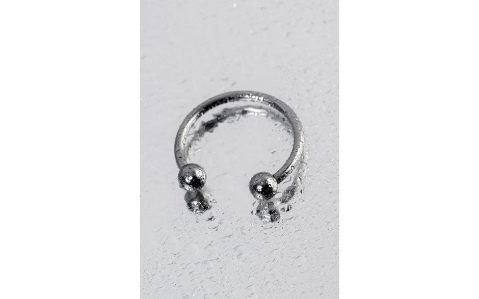 ToyFa Metal Silver Metal Penis Erection Ring 3cm Adjustable Design - - Cock Rings