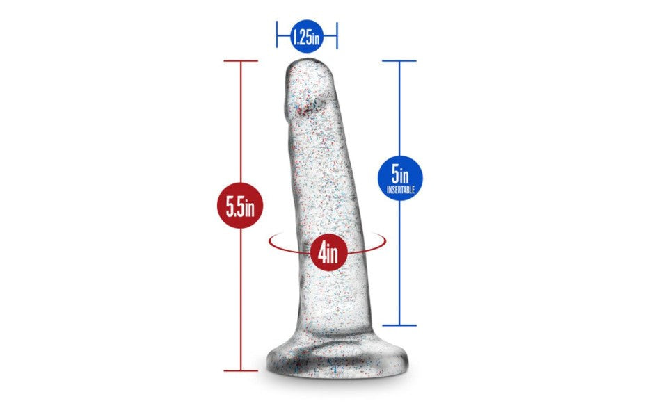Blush Novelties Naturally Yours Glitter Realistic Dong Clear 5.5 Inch Dildo - - Realistic Dildos