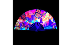 Neva Nude Butterfly Garden Blacklight Folding Fan - - Fancy Dress Ups