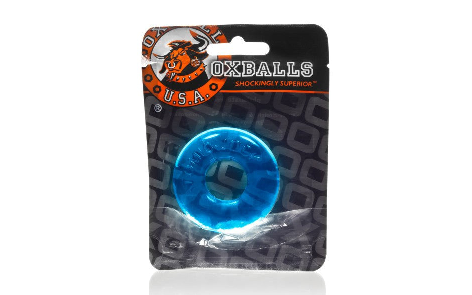 OxBalls Donut 2 Mens Stretchy Cock Ring Large Ice Blue Premium FLEXXX TPR - Stretchy Cock Rings