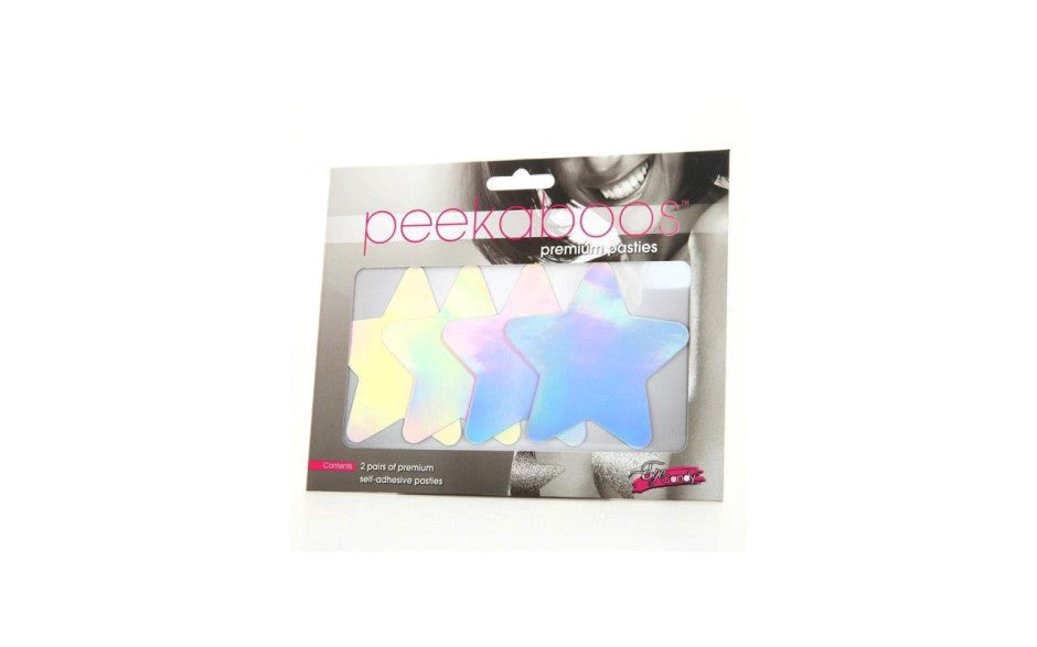 Peekaboo Pasties Peekaboo Iridescent Stars Sexy Nipple Pasties Holographic - - Fancy Dress Ups