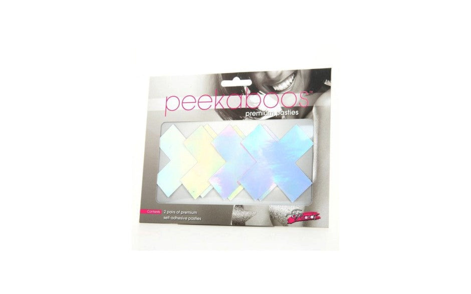 Peekaboo Pasties Peekaboo Iridescent X Nipple Pasties Holographic - - Fancy Dress Ups