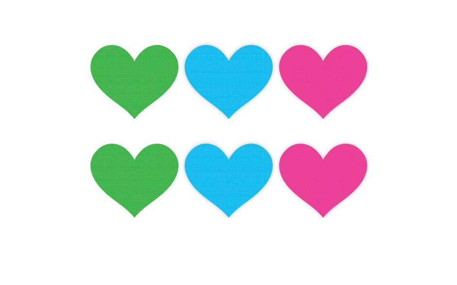 Peekaboo Pasties Neon Heart Nipple Pasties 3 Pack Green Blue Pink Coverage - - Fancy Dress Ups